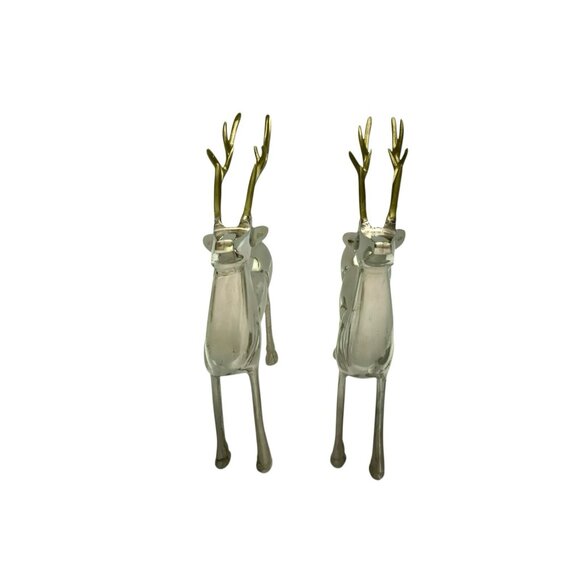 Reindeer Statues Pair Metal Stag Metallic and Gold Tone Christmas Holiday Decor - Picture 5 of 6